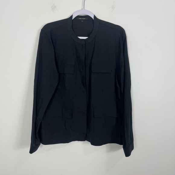 Kobi Halperin Starr Snap-Front Military Shirt Jacket Black Size Large $399 - Picture 2 of 12